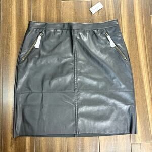 NWT Banana Republic Factory Black Leather Mini Fitted Pencil Skirt Moto Punk